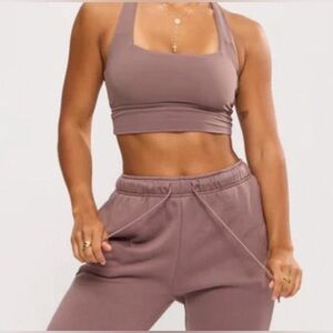 BuffBunny Mauve Sports Bra - Square Neck Athletic Crop